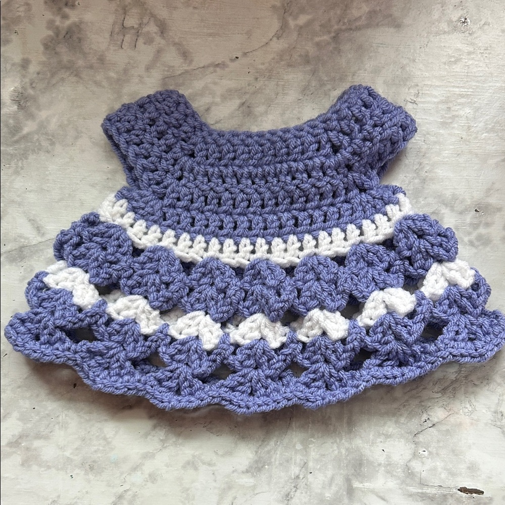 Crochet Teddy Bear with Purple Dress - Handmade - Picture 4 of 4